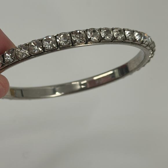 Silver rhinestone encrusted bangle bracelet - Picture 3 of 4